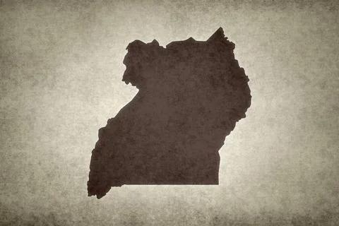 Map of Uganda printed on a paper Stock Illustration