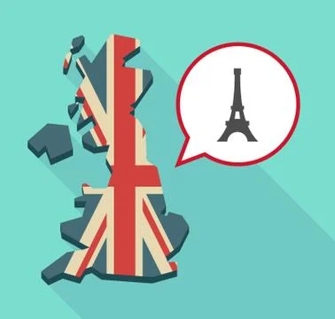 Map of UK with   the Eiffel tower 스톡 일러스트