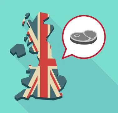 Map of UK with  a steak icon Stock Illustration