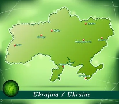 Map of ukraine with abstract background in green Stock Illustration