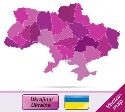 Map of ukraine with borders in violet Stock Illustration