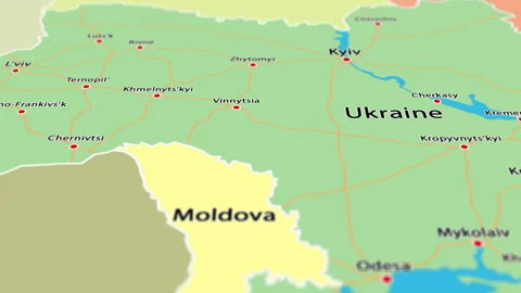 Map of Ukraine with Cities 3D Animation Vídeo Stock 198509196