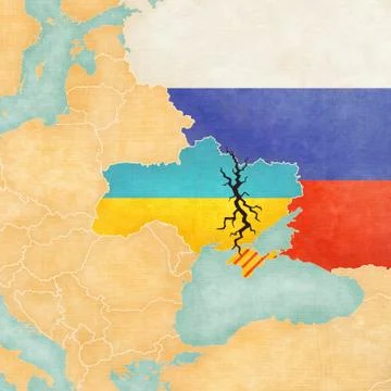 Map of ukraine with crack Stock Illustration