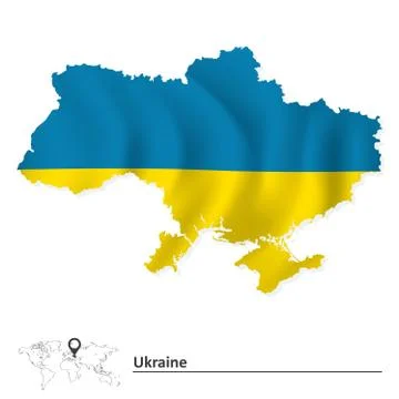 Map of Ukraine with flag Stock Illustration