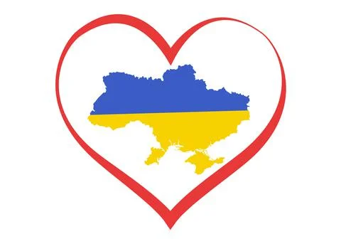 Map of ukraine with flag surrounded by love, heart and inside map of ukraine Stock Illustration