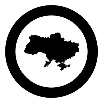 Map Ukraine icon in circle round black color vector illustration flat style i Stock Illustration