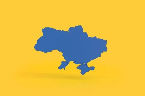 Map of Ukraine isolated on yellow background with copy space Stock Illustration