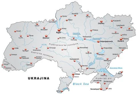 Map of ukraine as an overview map in gray Stock Illustration