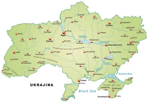 Map of ukraine as an overview map in pastel green Stock Illustration