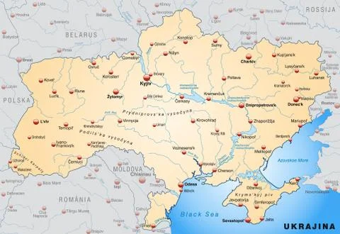 Map of ukraine as an overview map in pastel orange Stock Illustration