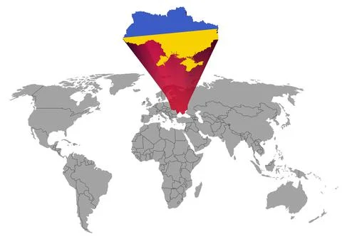 Map of ukraine separately from the world map 3d effect Stock Illustration