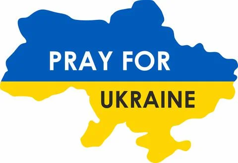 Map of Ukraine on which it is written in English pray for Ukraine Stock Illustration