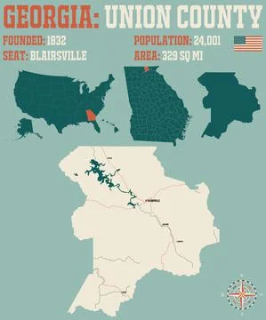 Map of Union County in Georgia Stock Illustration