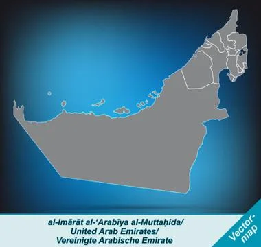 Map of united arab emirates with borders in bright gray Stock Illustration