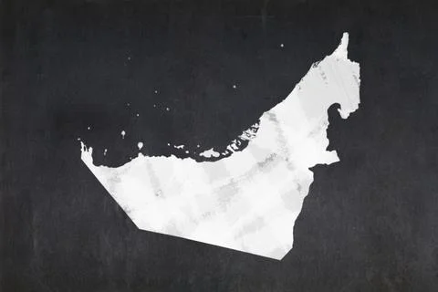 Map of the United Arab Emirates drawn on a blackboard Stock Illustration
