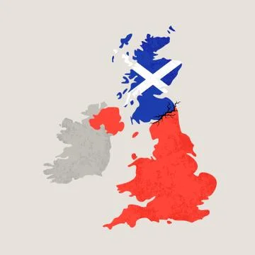 Map of united kingdom with crack Stock Illustration