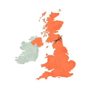 Map of united kingdom with crack Stock Illustration