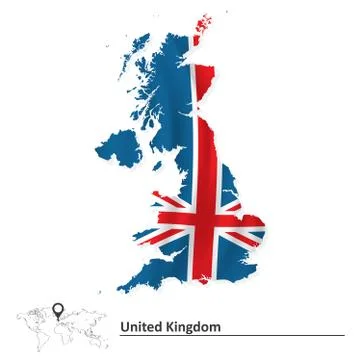 Map of United Kingdom with flag Stock Illustration