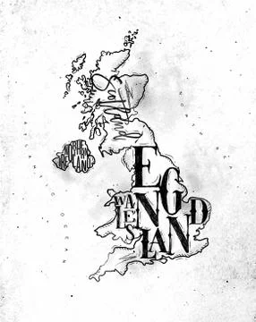 Map United Kingdom vintage Stock Illustration