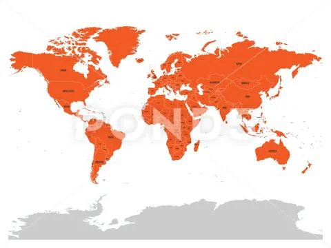 Map of United Nation with orange highlighted member states. UN is an Stock Illustration