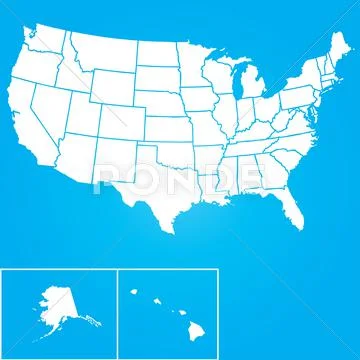 Map of the the united states of america Stock Illustration