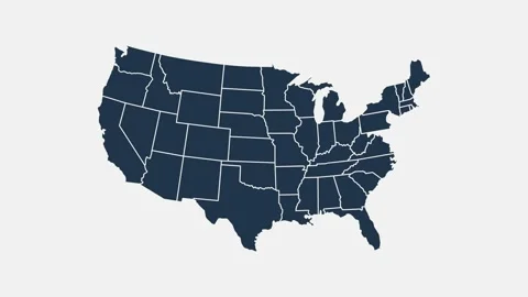 Map of United States of America showing different states. Animated usa Stock Footage