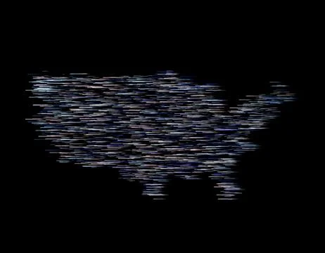 Map of the United States composed of lines of technological data 스톡 일러스트
