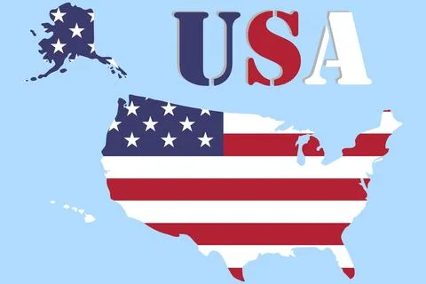 Map of the United States in the form of a flag. The territory of the USA Illustrazione stock