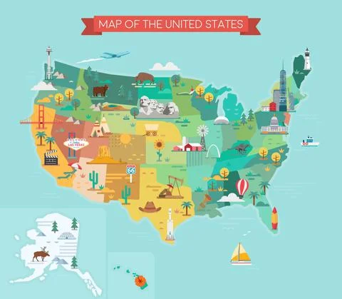 Map of the United States Stock Illustration