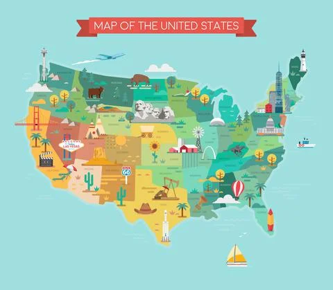 Map of the United States Stock Illustration
