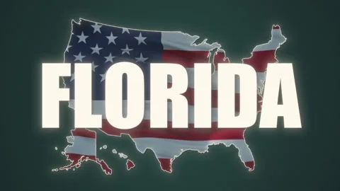 Map of the United States. State of Florida. Full screen caption Stock Footage 168288174