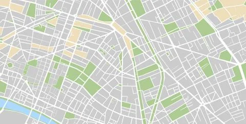 Map of an unknown city. Streets squares and parks. Rivers and ponds. イラスト素材