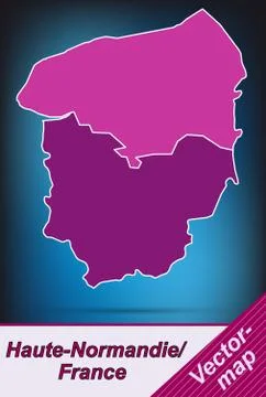 Map of upper normandy with borders in violet Stock Illustration