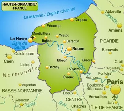 Map of upper normandy as an overview map in green Stock Illustration