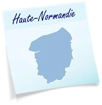 Map of upper normandy as sticky note Stock Illustration