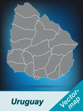 Map of uruguay with borders in bright gray Stock Illustration