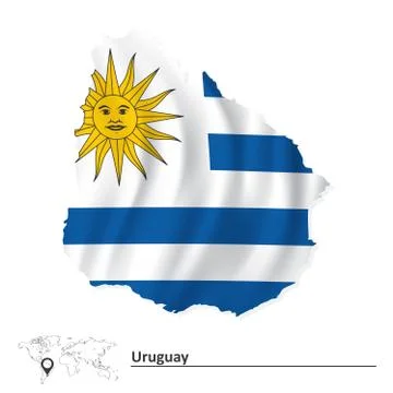 Map of Uruguay with flag Stock Illustration