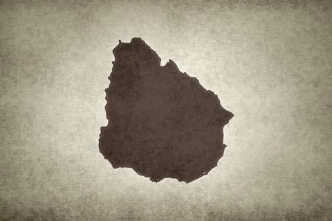 Map of Uruguay on a paper Stock Illustration