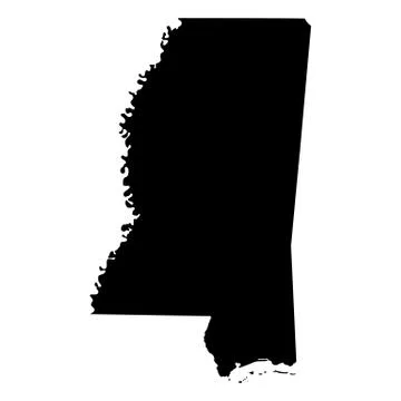 Map of the U.S. state of Mississippi Stock Illustration