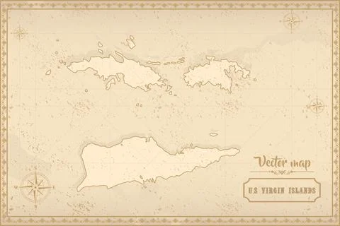 Map of U.S. Virgin Islands in the old style Stock Illustration