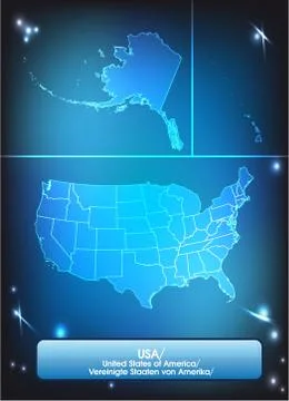 Map of usa with borders with bright colors Stock Illustration