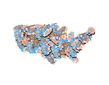 Map of USA composed of gears Stock Illustration