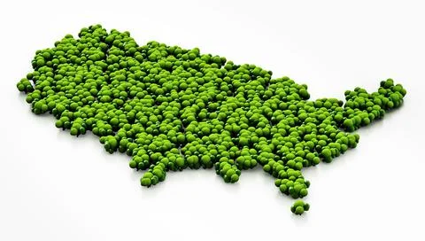 Map of USA covered with simplistic trees. 3D illustration Illustrazione stock