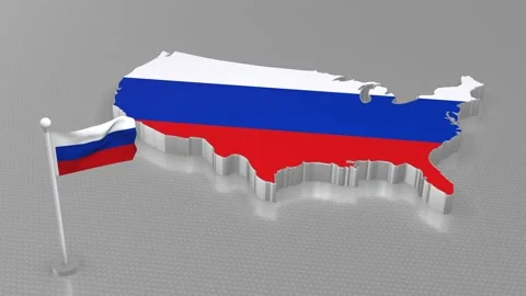The map of the USA is designed with the theme of the Russia Flag. Stock Footage 197644588