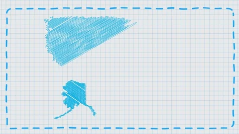 Map of the USA drawn with pen. Line illustration isolated on white background Stock Footage 314068366