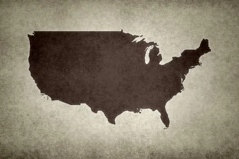 Map of the USA (excluding Alaska) printed on a paper Stock Illustration