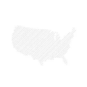 Map of USA filled with lines or stripes. Stock vector illustration isolated on Stock Illustration