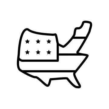 Map USA flag icon. Simple line, outline vector elements of America icons for ui Stock Illustration