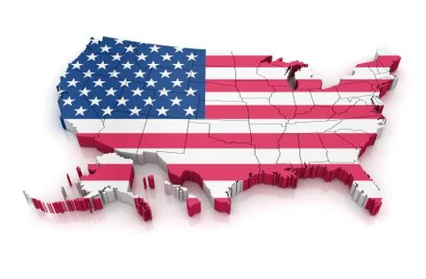 Map of USA with flag Stock-Illustration