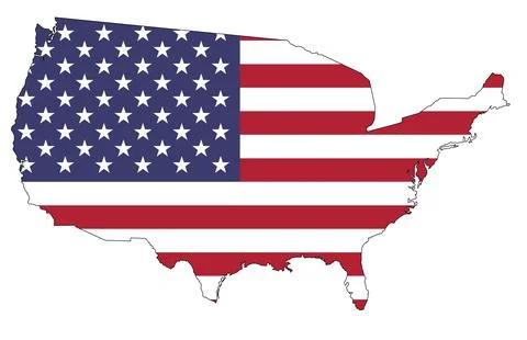 Map of USA with the flag inside. Stock Illustration